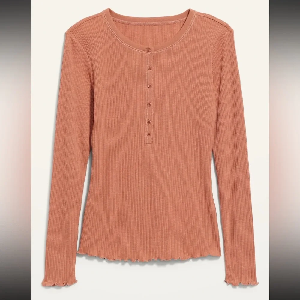 NWT Old Navy Long Sleeve Rib Knit Henley Long Sleeve Top - Picture 2 of 7